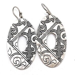 Rare Silpada Etched Sterling Silver Earrings W2136